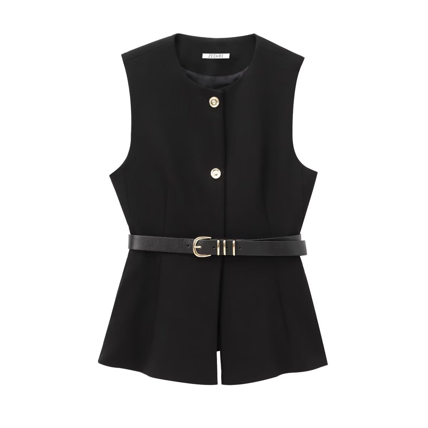 Belt Simple Sleeveless Shirt Bandage