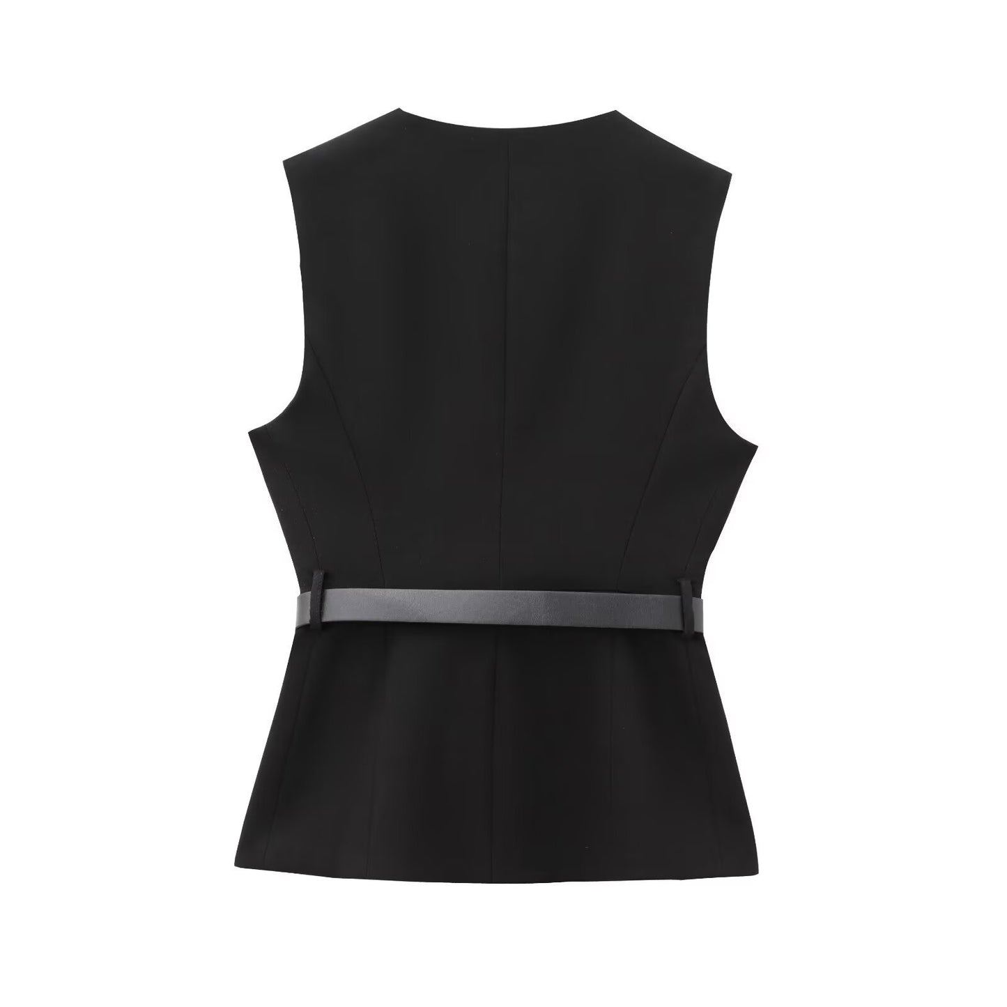 Belt Simple Sleeveless Shirt Bandage