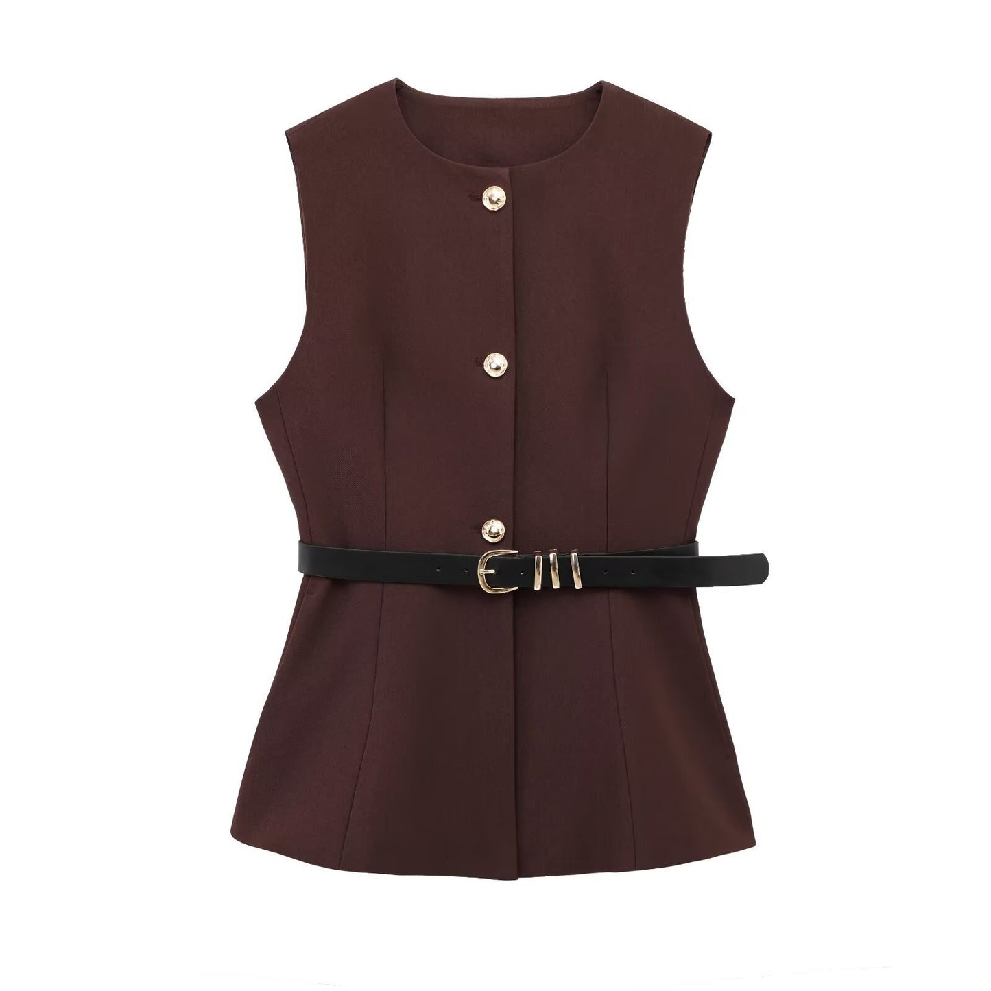 Belt Simple Sleeveless Shirt Bandage